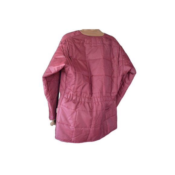 Vintage Men's Bob Allen Burgundy Puffer Hunting Jacket Suede Patches L - Picture 2 of 10